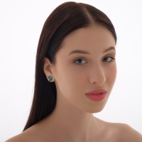 Серьги эмаль &laquo;Ночь&raquo; полумесяц, цвет сине-зелёный в золоте