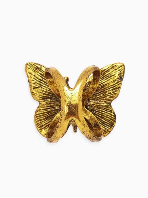 Кольцо для платка "Бабочка", цвет белый в чернёном золоте