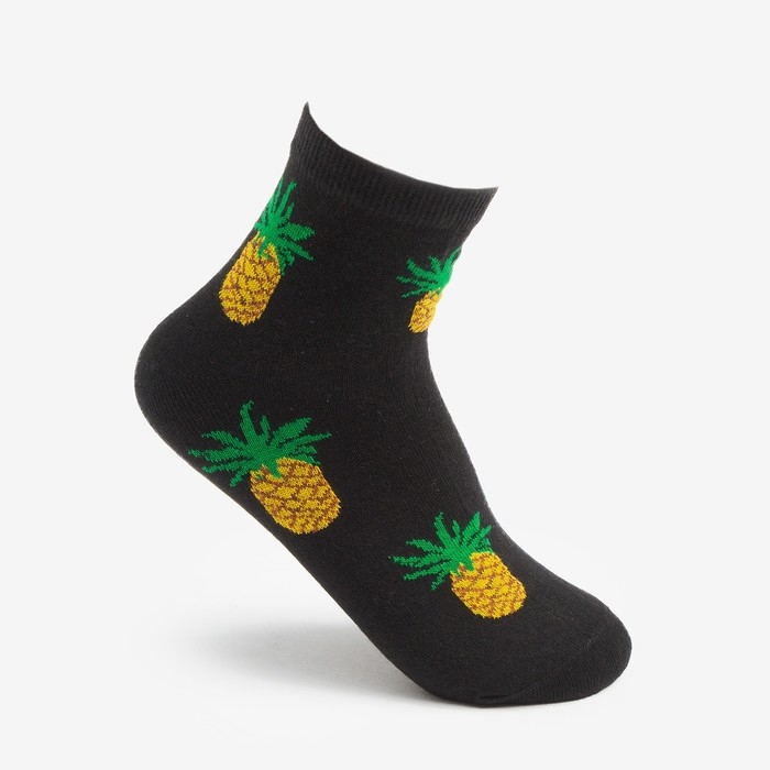 Носки женские &laquo;Ананас&raquo;, цвет чёрный, размер 23-25