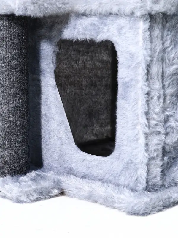 Домик для кошек с когтеточкой, квадратный, 3х-этажный, 33 &times; 42 &times; 63 см, ковролин, серая