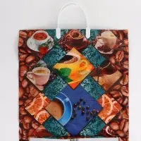 Пакет "Кофейное настроение, полиэтиленовый с вырубной ручкой, пласт. 38х44 см, 90 мкм