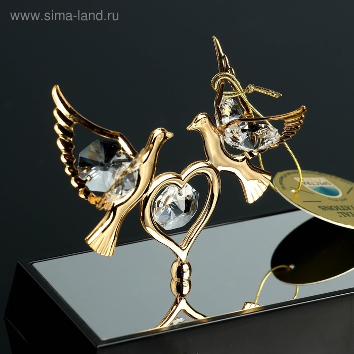 Ручка на подставке &laquo;Голуби&raquo;, 16&times;6&times;19 см, с кристаллами