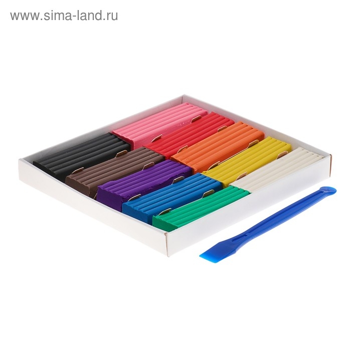 Пластилин 10 цветов 200 г, Гамма Пластилин 10 цветов 200 г, Гамма "Классический", со стеком, картонная упаковка 268016