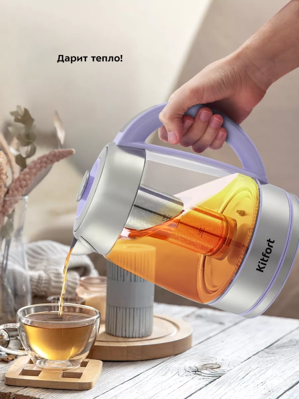 Чайник электрический стеклянный КТ-6624 - 1.7 л