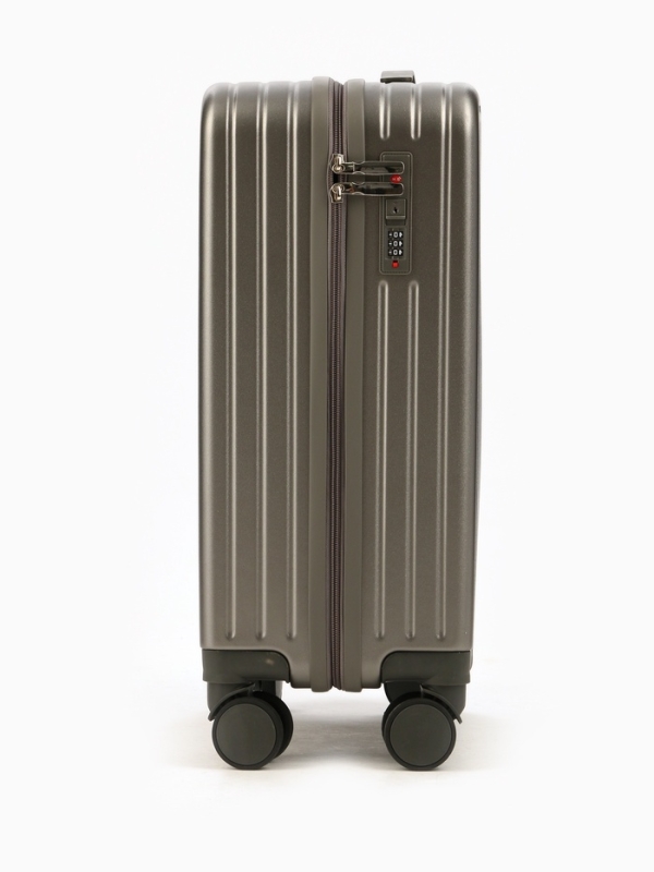 Чемодан 20", PС, 34*22*56, отд на молнии, код замок, 4 колеса, т. серый