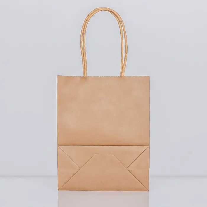 Пакет крафт без печати, круглая ручка, 15&times;11&times;6 см, 120 г