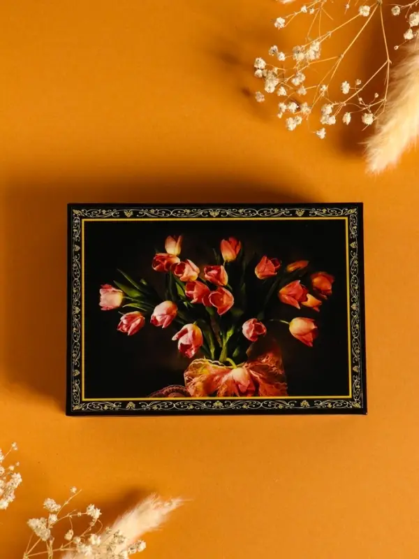 Шкатулка &laquo;Тюльпаны&raquo;, 10&times;14 см, лаковая миниатюра