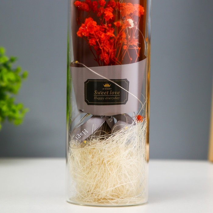 Ночник колба "Букет из красных цветов" LED от батареек LR1130 6,5х6,5х19 см RISALUX