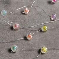 Гирлянда &laquo;Нить&raquo; 2 м роса с насадками &laquo;Шарики&raquo;, IP20, нить серебристая, 20 LED 4.6 В, батарейки AG13x3 (в комплекте), 3 режима, свечение тёплое белое