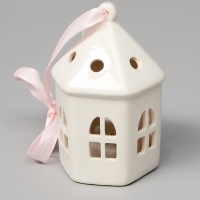 Светодиодная подвеска "Домик" 9.3х6х6, 1 LED, LR44x3(в компл.), Т/БЕЛЫЙ