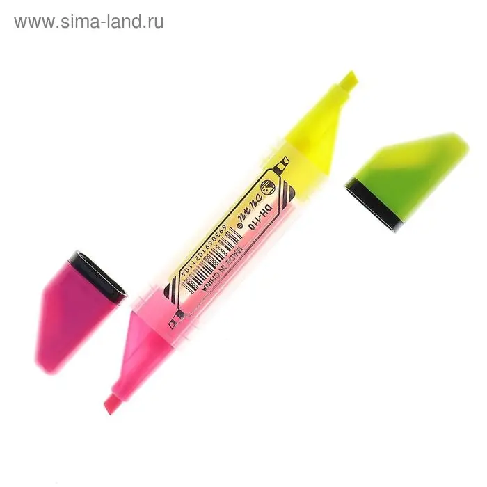 Маркер текстовыделитель, наконечник скошенный, 5 мм, двухцветный, МИКС