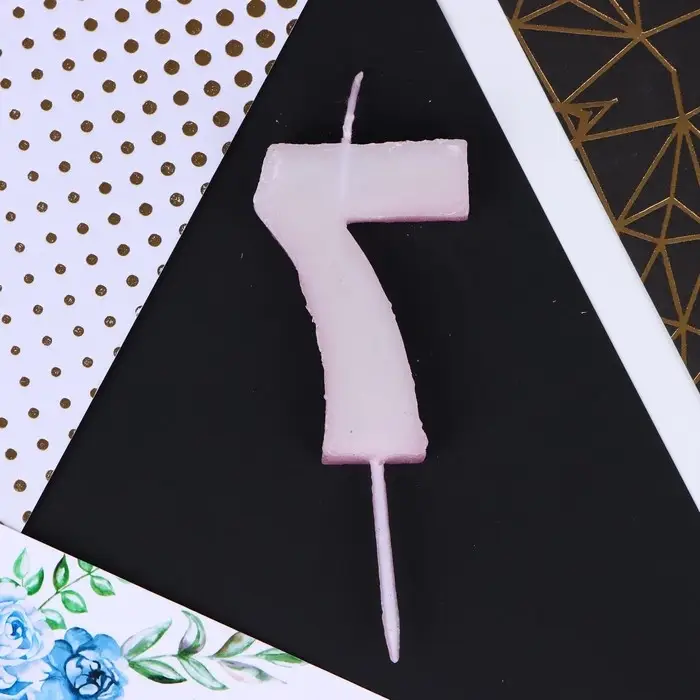 Свеча для торта, цифра &laquo;7&raquo;, розовая, 10 х 4 см