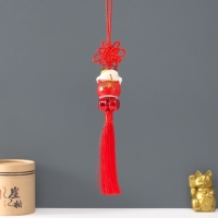 Подвеска керамика с бубенчиками "Манэки-нэко" красный 3,5х3,7х26 см