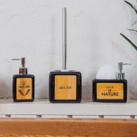 Дозатор для моющего средства с подставкой для губки SAVANNA &laquo;Природа&raquo;, 450 мл, цвет чёрный