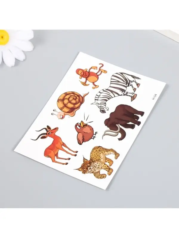 Татуировка на тело цветная "Забавные звери" 11,5х8 см МИКС