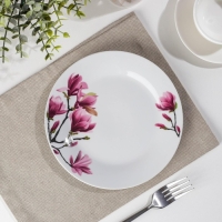 Тарелка керамическая десертная Доляна &laquo;Сакура&raquo;, d=19 см, цвет белый