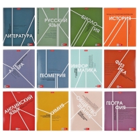 Комплект предметных тетрадей 48 листов, 12 предметов Hatber "Стиль 70-х", обложка мелованный картон, тиснение, с интерактивным справочником, блок о...