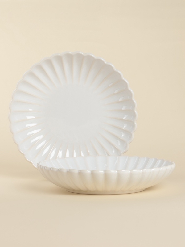 Набор глубокых тарелок 2 шт   SL Home "Нимфея" 21х4 см, цвет теплый белый