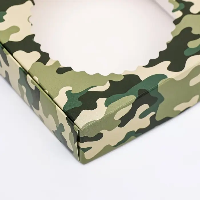 Коробка сборная с окном, &laquo;Камуфляж&raquo;, 11.5&times;11.5&times;3 см