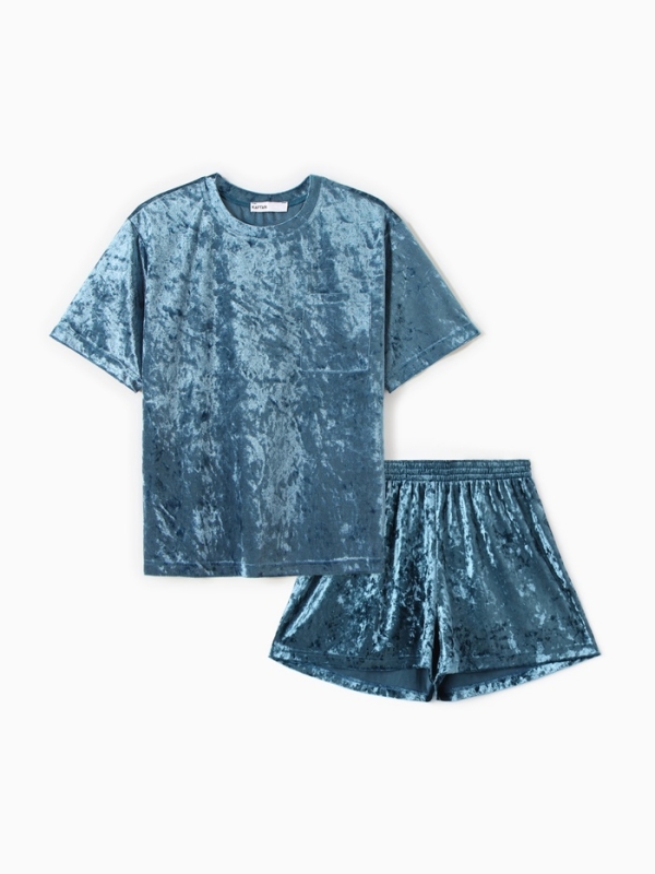 Комплект женский (футболка и шорты) KAFTAN Velvet р. 44-46, синий