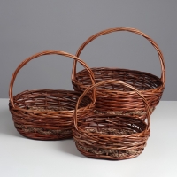 Набор корзин плетёных, овальные 3 шт. L: 36×29 см, Н 13 см, Н с ручкой 37 см.M: 30×24/ 11H/ 30THS: 25×19/ 9H Набор корзин плетёных, овальные 3 шт. L: 36×29 см, Н 13 см, Н с ручкой 37 см.M: 30×24/ 11H/ 30THS: 25×19/ 9H