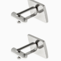 Запонки стальные &laquo;Прямоугольник&raquo; в рамке с эмалью, цвет чёрный в серебре