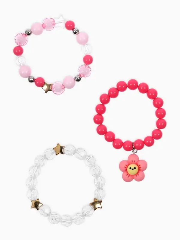 Набор браслетов детский Выбражулька &laquo;Цветок&raquo; 3 шт. d=6 см. бело-розовый
