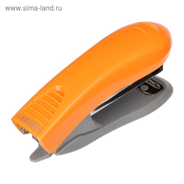 Степлер №10, до 10 листов, deVENTE, пластиковый корпус, встроенный антистеплер, неоновый оранжевый