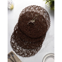 Салфетки сервировочные на стол Доляна &laquo;Одуванчик&raquo;, 4 шт, d=38 см, цвет коричневый