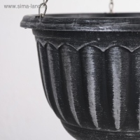 Кашпо пластиковое для цветов подвесное с дренажной сеткой «Шебби», 2 л, серое Кашпо пластиковое для цветов подвесное с дренажной сеткой «Шебби», 2 л, серое