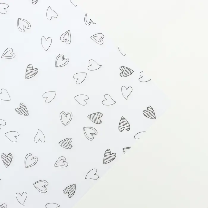 Бумага упаковочная тишью, &laquo;Сердечки&raquo;, 50 см &times; 70 см 17 грамм, белая