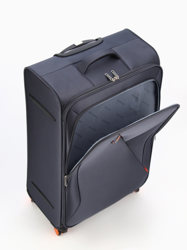 Чемодан 28", Текст, 47*31*78, отд на молнии, код замок, 4 колеса, т.серый