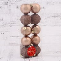 Набор шаров пластик d-5 см, 10 шт "Диско микс" коричневый