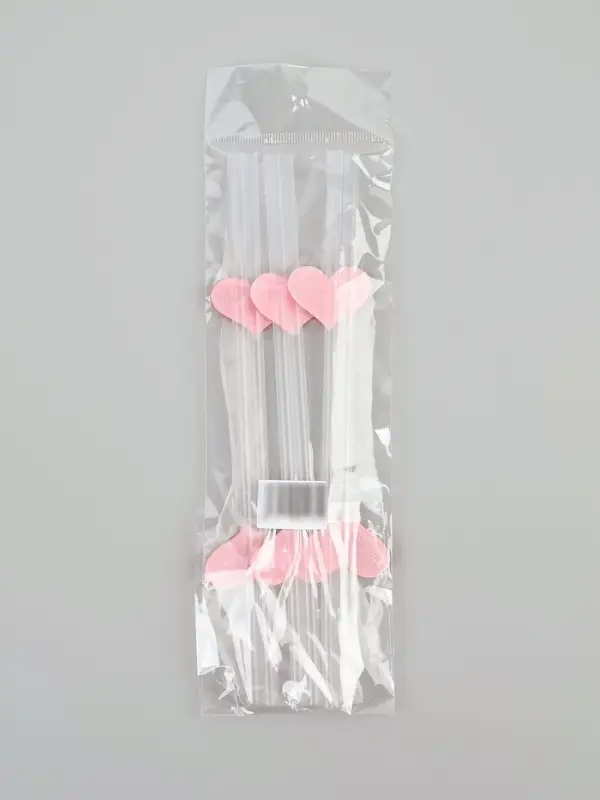 Трубочки для коктейля &laquo;Сердечки&raquo;, розовые (набор 6 шт)