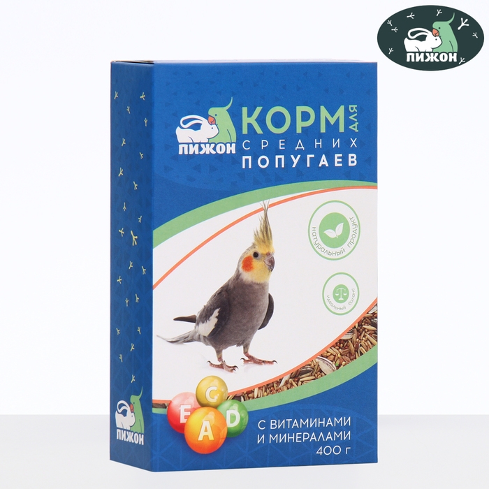Корм Корм "Пижон" для средних попугаев, с витаминами и минералами, 400 г