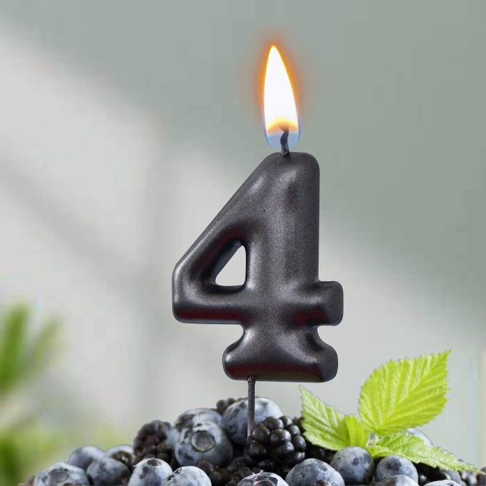 Свеча в торт "Мокрый асфальт", цифра 4