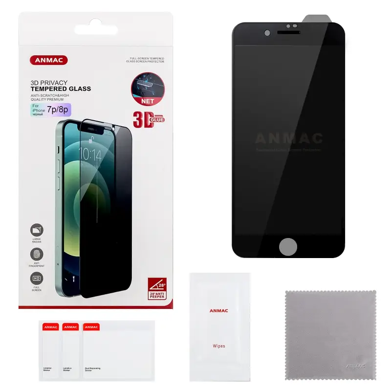 Защитное стекло iPh 7P/8P черное ANMAC 3D Privacy с сеточкой Арт. 1137249