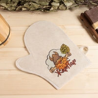 Рукавица для бани с принтом, белая Рукавица для бани с принтом, белая