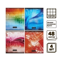 Набор тетрадей 48 листов в клетку Calligrata &laquo;Абстракция&raquo;, обложка мелованная бумага, блок №2, белизна 75% (серые листы), 4 шт.