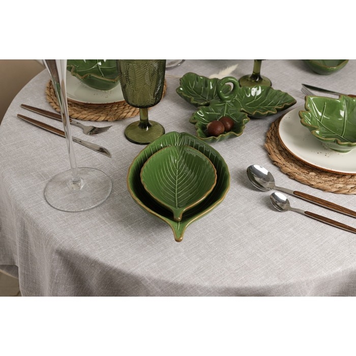 Салатник Доляна &laquo;Лист&raquo;, 450 мл, 24,7&times;15,2 см, цвет зелёный