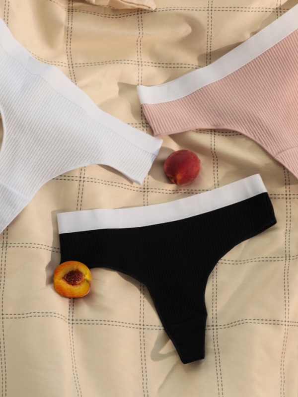 Набор трусов бразилиана MINAKU рубчик размер 48-50 (белый, бежевый, чёрный) 3 шт