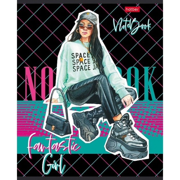 Тетрадь 60 листов в клетку, Zoomer-girl, обложка мелованный картон, блок офсет 65г/м2, 5 видов, МИКС