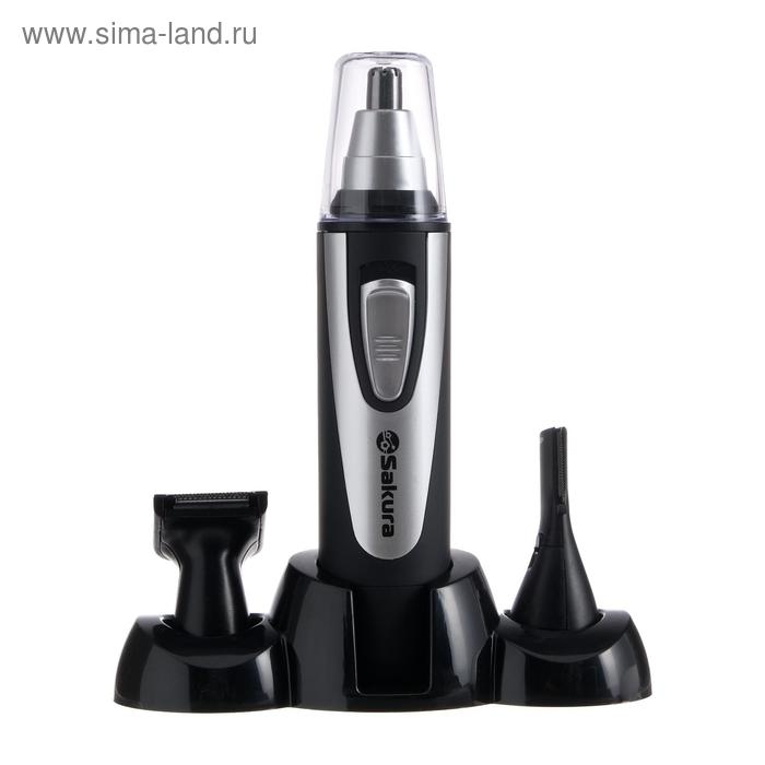 Триммер для волос Sakura SA-5522BK, 4 насадки, 1хАА, чёрный/серебристый Триммер для волос Sakura SA-5522BK, 4 насадки, 1хАА, чёрный/серебристый