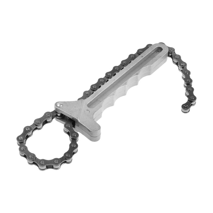 Съемник масляного фильтра ЛОМ, тип Съемник масляного фильтра ЛОМ, тип "цепь", алюминиевая рукоятка, цепь 450 мм, до 130 мм