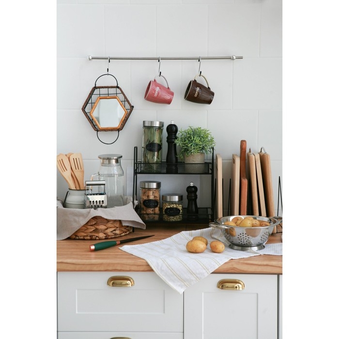 Этажерка 2х-ярусная Доляна, 31&times;17&times;32,5 см, цвет чёрный