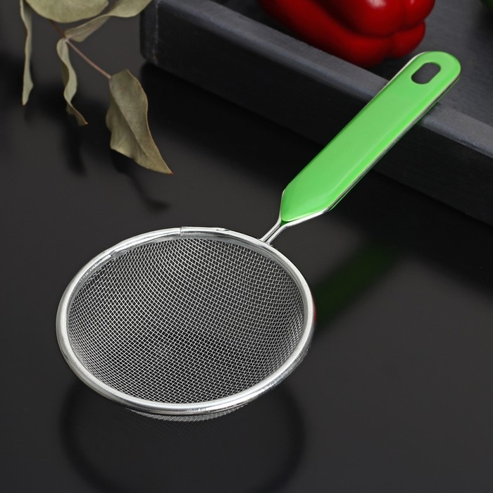 Сито для просеивания с ручкой Доляна &laquo;Хозяюшка&raquo;, d=10 см, цвет зелёный