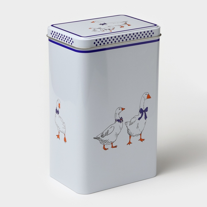 Банка для сыпучих продуктов &laquo;Гуси&raquo;,2,7 л, 13,5 х 9,5 х 21,5 см, жесть