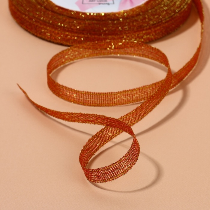 Лента парчовая, 6 мм, 23 &plusmn; 1 м, цвет бордовый №034