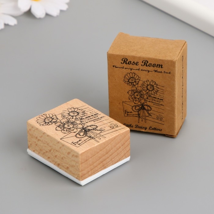 Печать дерево, резина Печать дерево, резина "Письмо с маргаритками" 5х4х2,5 см