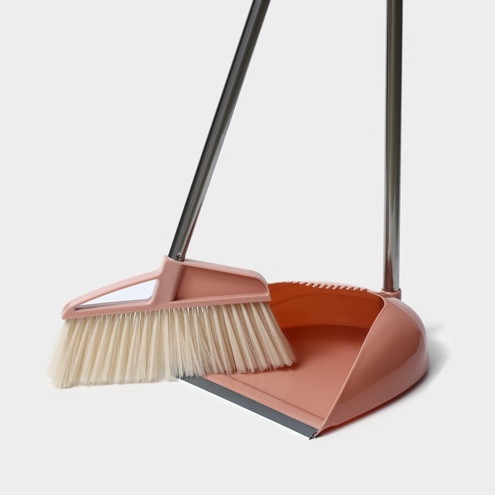 Щётка для пола Доляна: щётка 23&times;88 см, совок 26&times;26&times;73 см, цвет бежевый